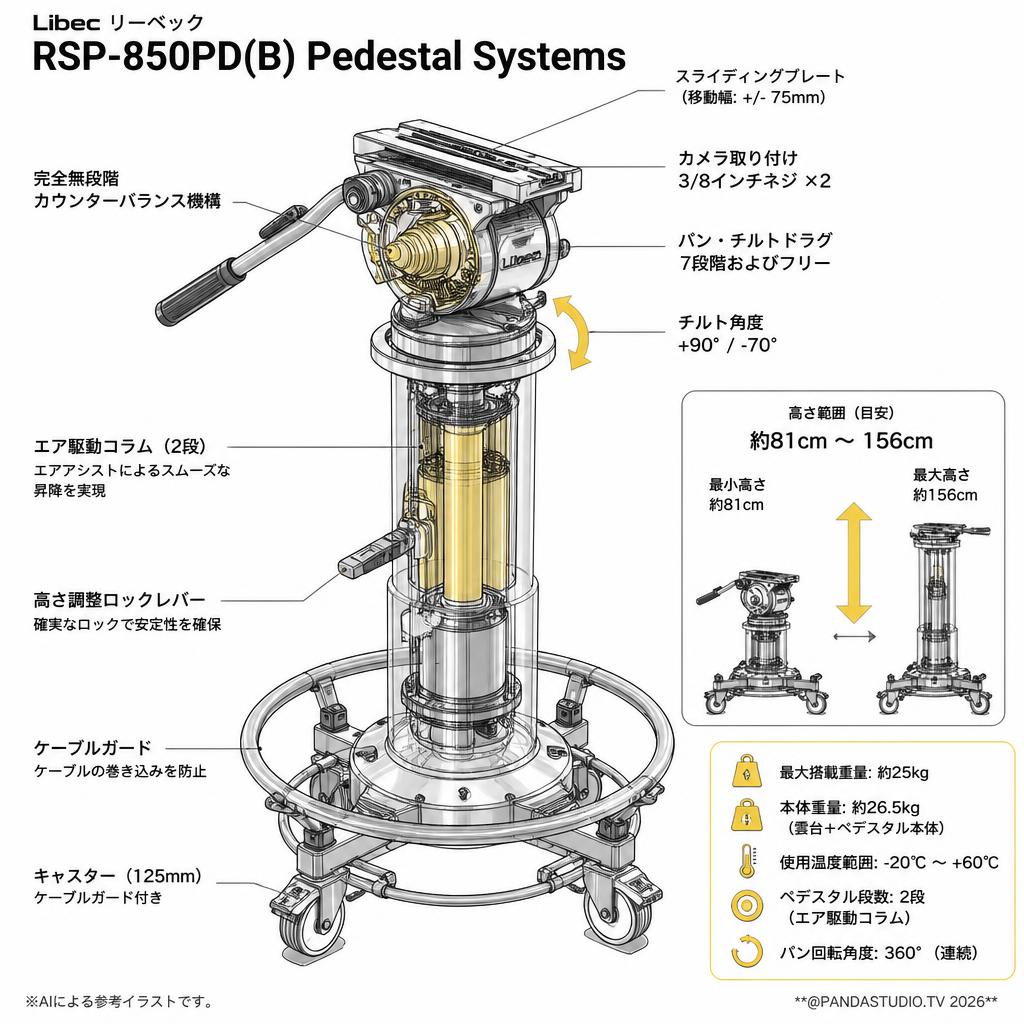 Libec リーベック RSP-850PD(B) Pedestal Systems スペック