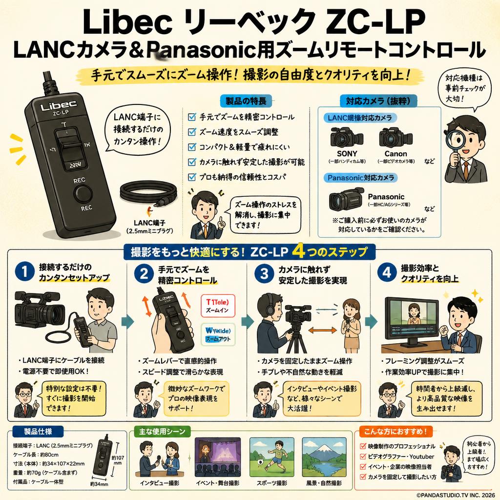 Libec リーベック ZC-LP LANCカメラ＆Panasonic用ズームリモートコントロール 概要