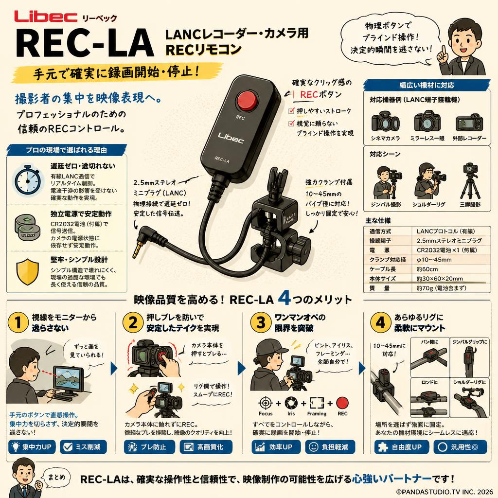 Libec リーベック REC-LA LANCレコーダー・カメラ用RECリモコン 概要