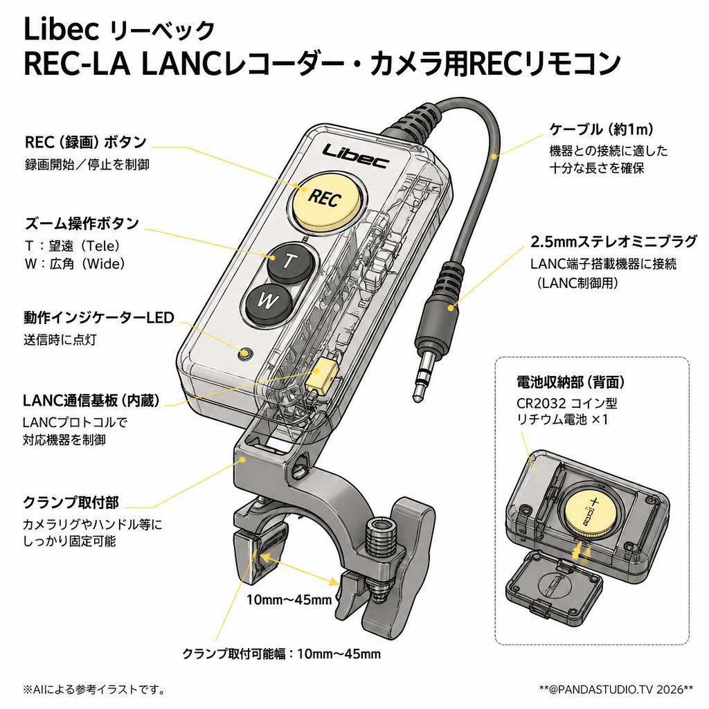 Libec リーベック REC-LA LANCレコーダー・カメラ用RECリモコン スペック