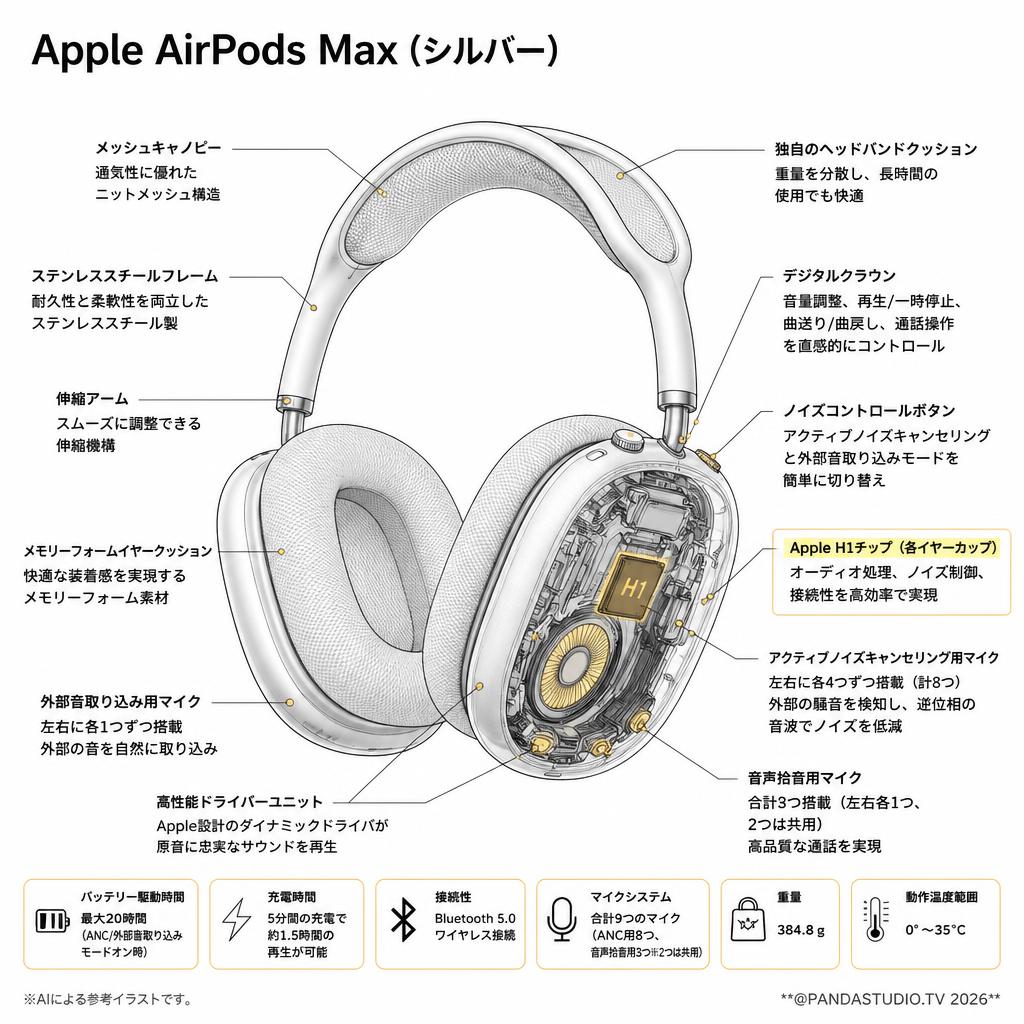 Apple AirPods Max(シルバー) スペック