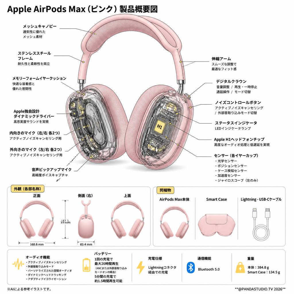 Apple AirPods Max(ピンク) スペック