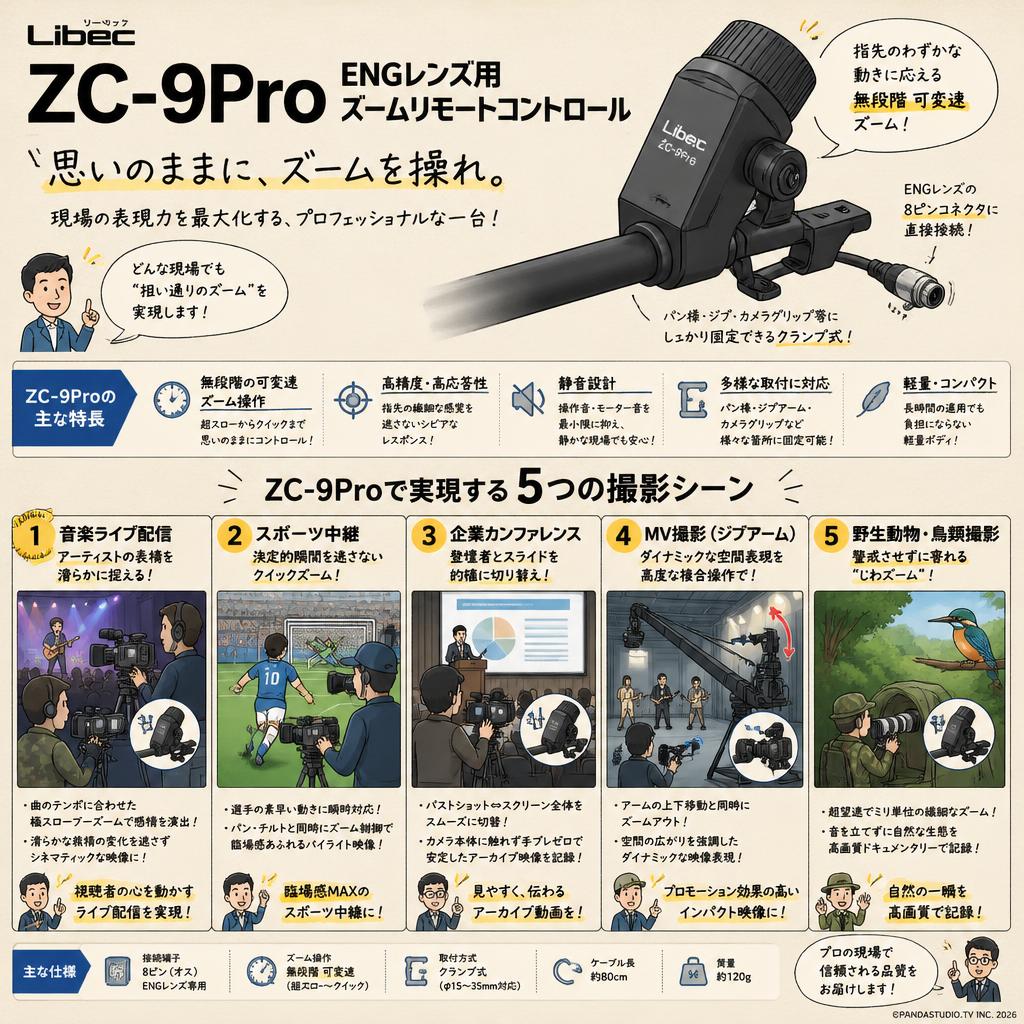 Libec リーベック ZC-9Pro ENGレンズ用ズームリモートコントロール 用途