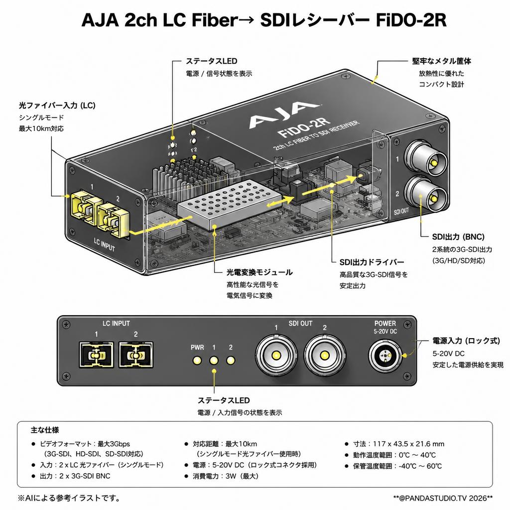 AJA 2ch LC Fiber→ SDIレシーバー FiDO-2R スペック