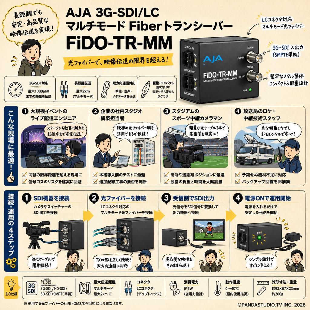 AJA 3G-SDI/LC マルチモード Fiberトランシーバー FiDO-TR-MM おもな対象のお客様