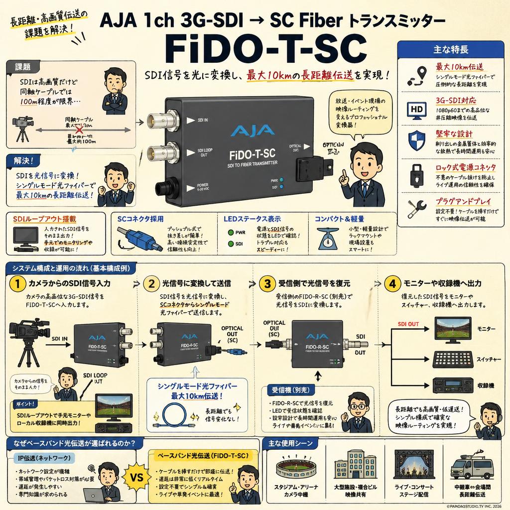 AJA 1ch 3G-SDI → SC Fiberトランスミッター FiDO-T-SC 概要