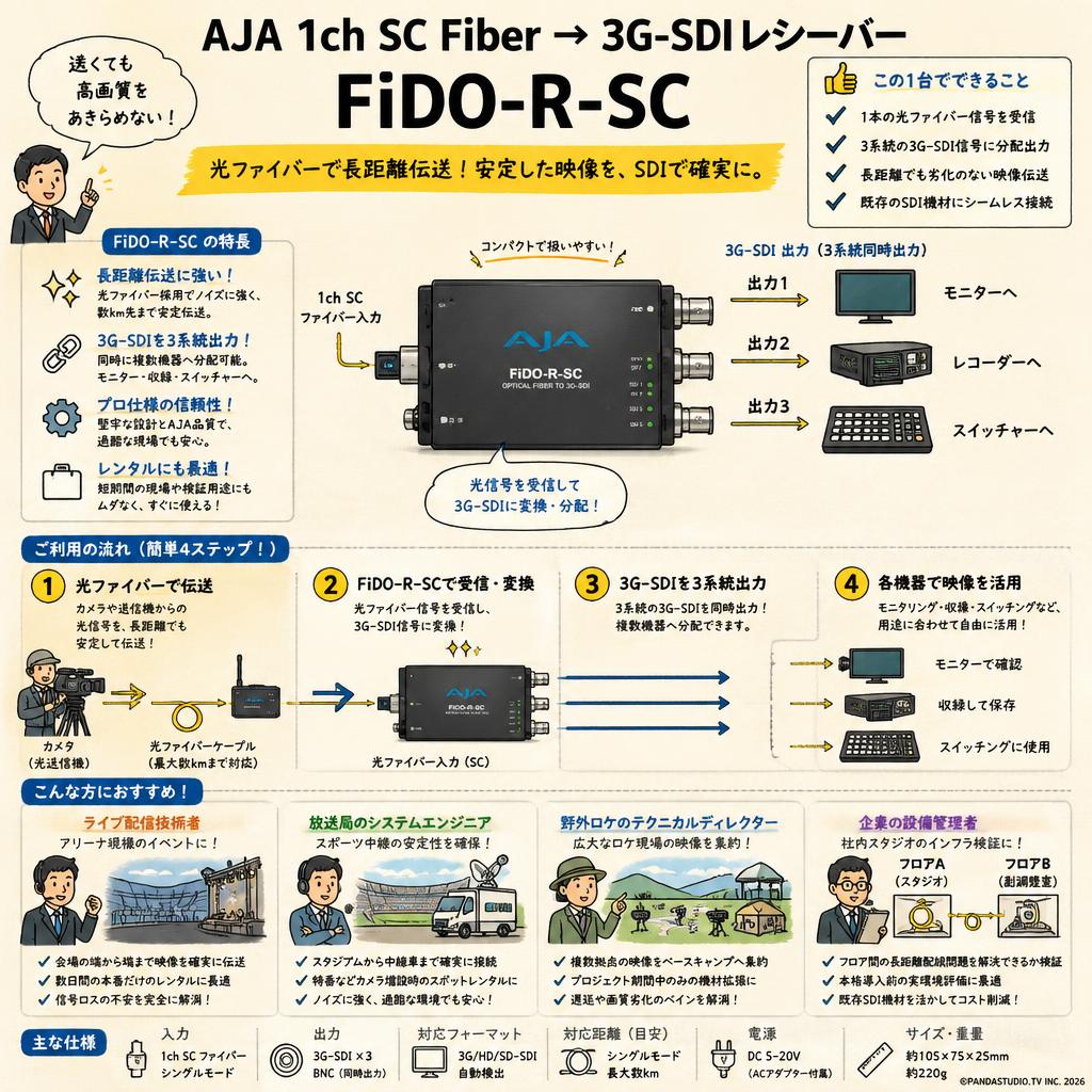 AJA 1ch SC Fiber → 3G-SDIレシーバー FiDO-R-SC おもな対象のお客様