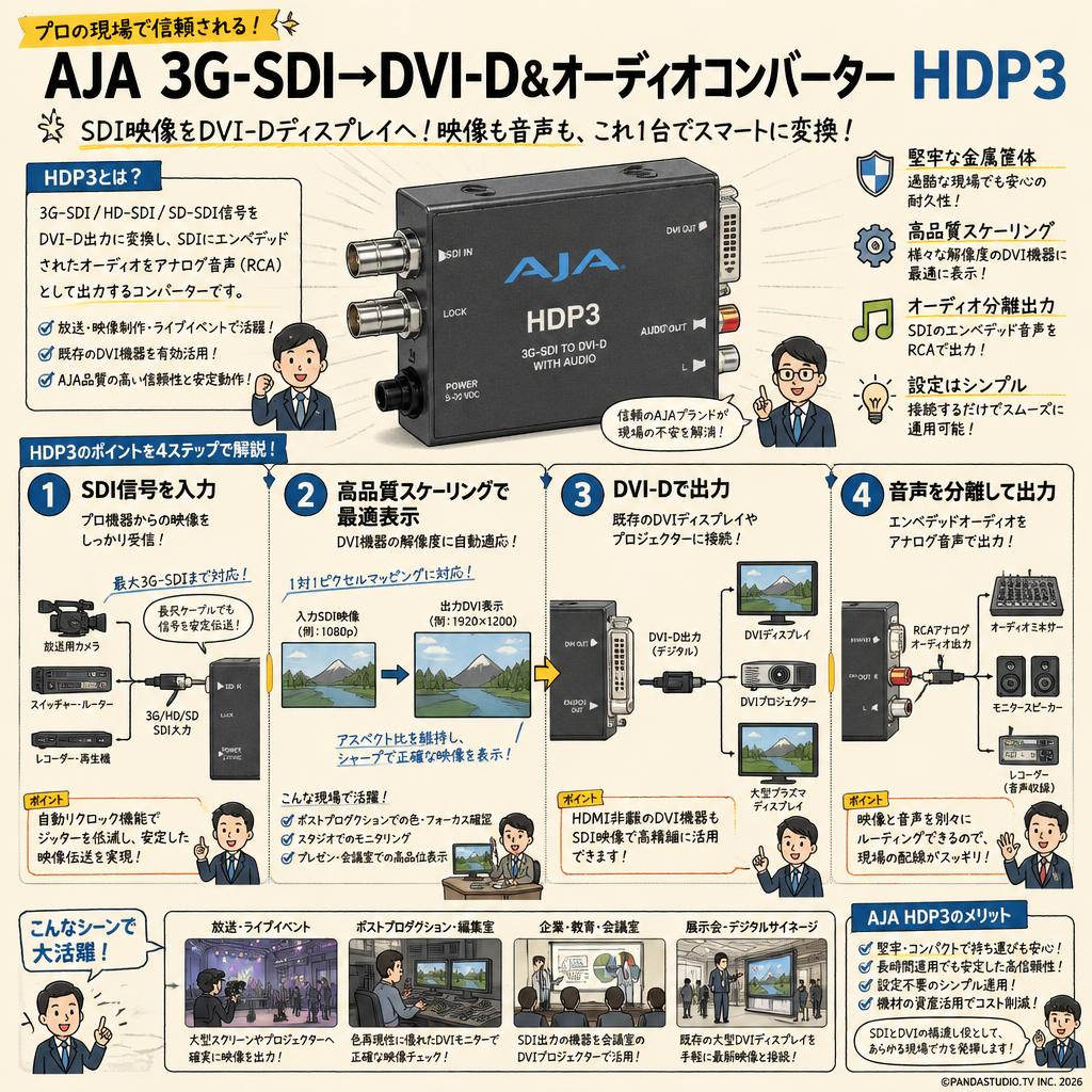 AJA 3G-SDI→DVI-D& オーディオコンバーター HDP3 概要