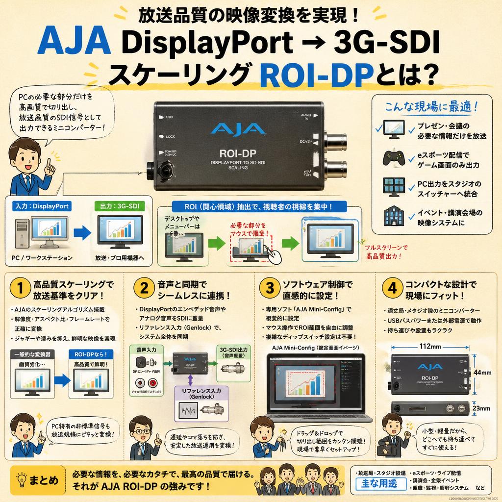 AJA DisplayPort → 3G-SDIスケーリング ROI-DP 概要