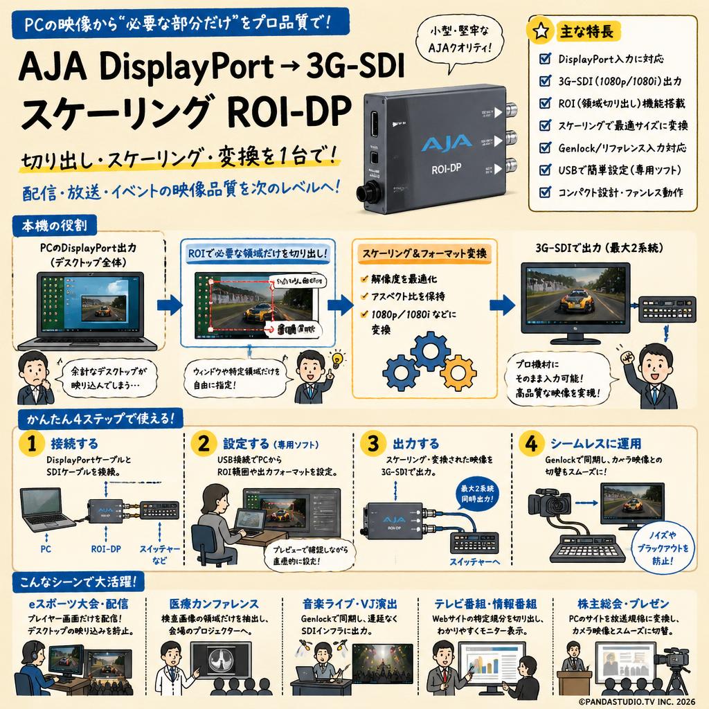 AJA DisplayPort → 3G-SDIスケーリング ROI-DP 用途