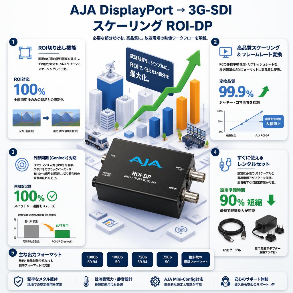 AJA DisplayPort → 3G-SDIスケーリング ROI-DP セールスポイント