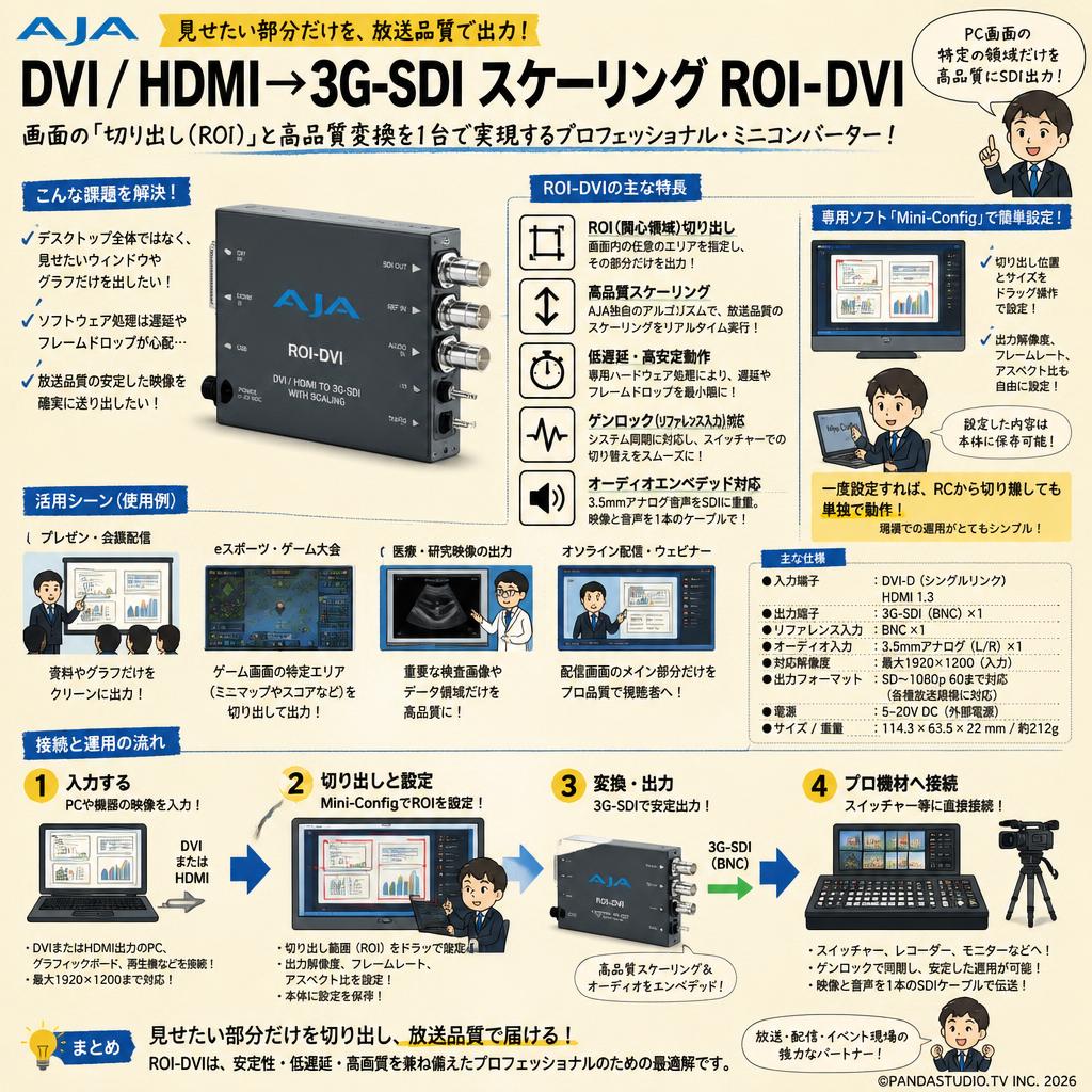 AJA DVI/ HDMI → 3G-SDI スケーリング ROI-DVI 概要