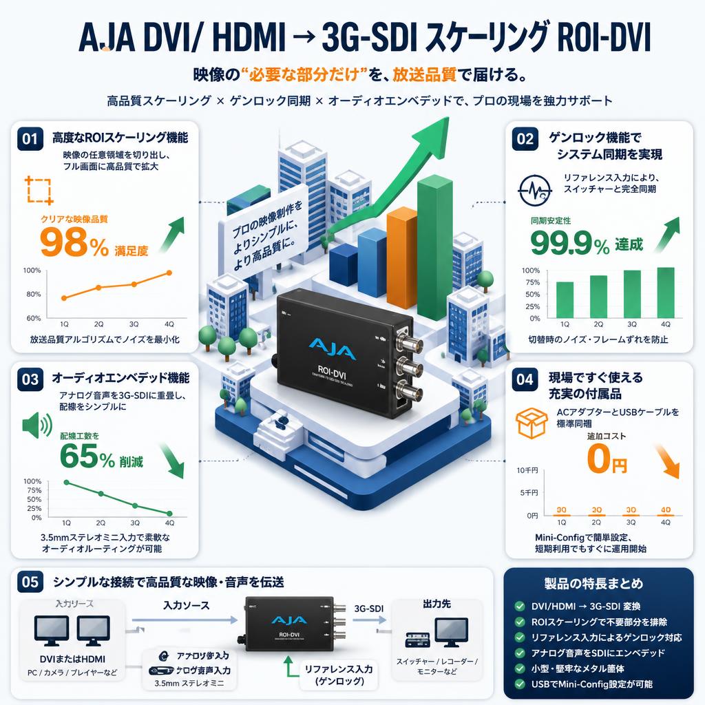 AJA DVI/ HDMI → 3G-SDI スケーリング ROI-DVI セールスポイント
