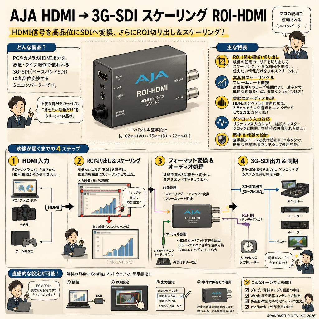 AJA HDMI → 3G-SDI スケーリング  ROI-HDMI 概要
