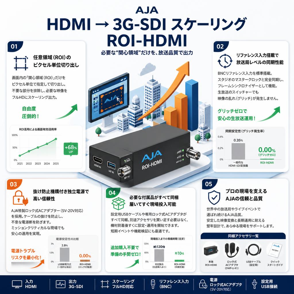 AJA HDMI → 3G-SDI スケーリング  ROI-HDMI セールスポイント