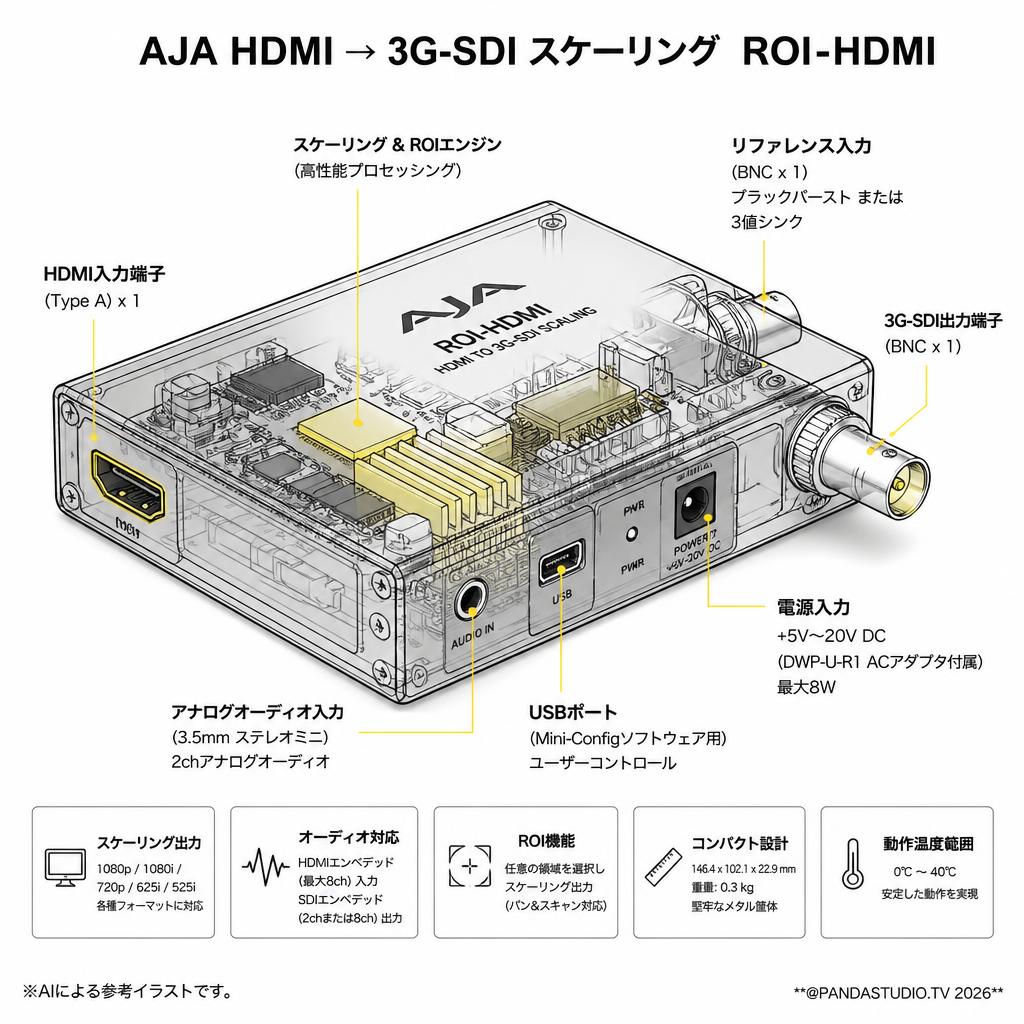 AJA HDMI → 3G-SDI スケーリング  ROI-HDMI スペック