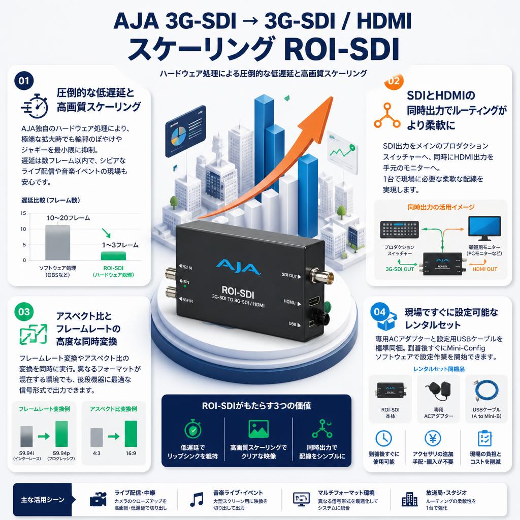 AJA 3G-SDI → 3G-SDI / HDMIスケーリング ROI-SDI セールスポイント