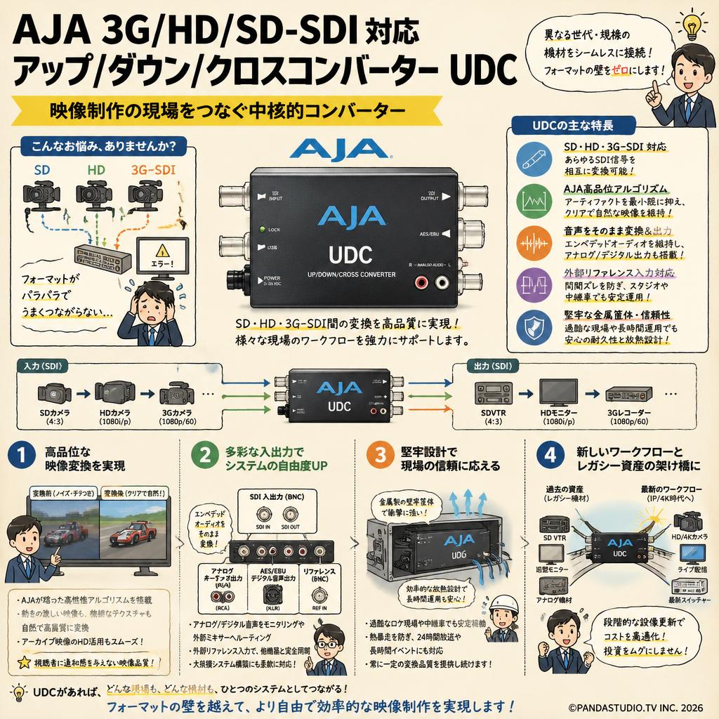 AJA 3G/HD/SD-SDI 対応 アップ/ダウン/クロスコンバーター UDC 概要