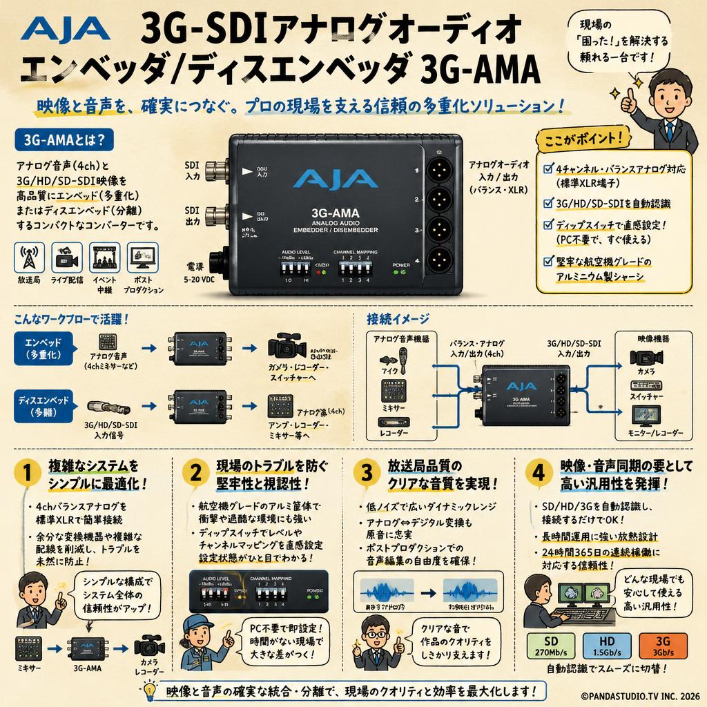 AJA 3G-SDIアナログオーディオ エンベッダ/ディスエンベッダ 3G-AMA 概要