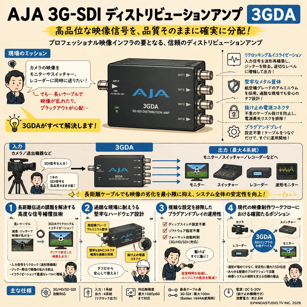 AJA 3G-SDI ディストリビューションアンプ 3GDA 概要