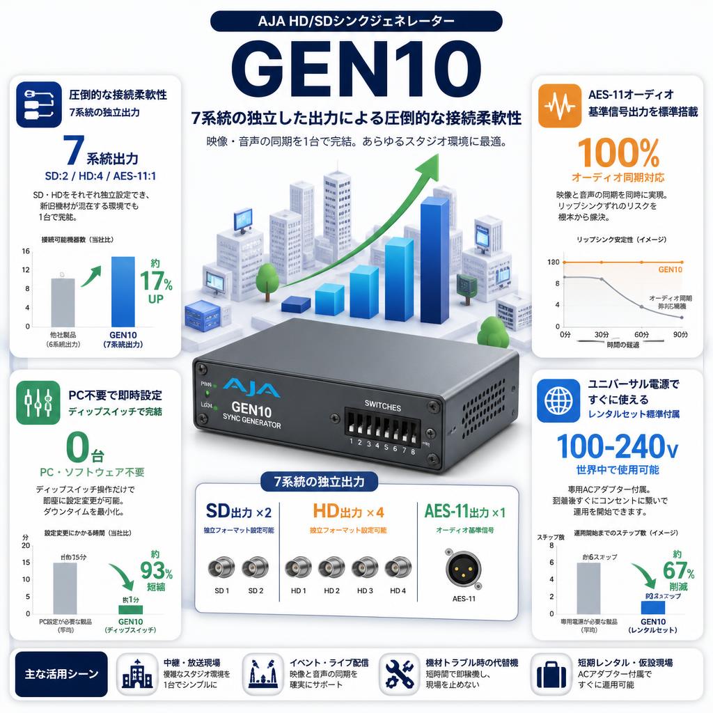 AJA HD/SDシンクジェネレーター GEN10 セールスポイント