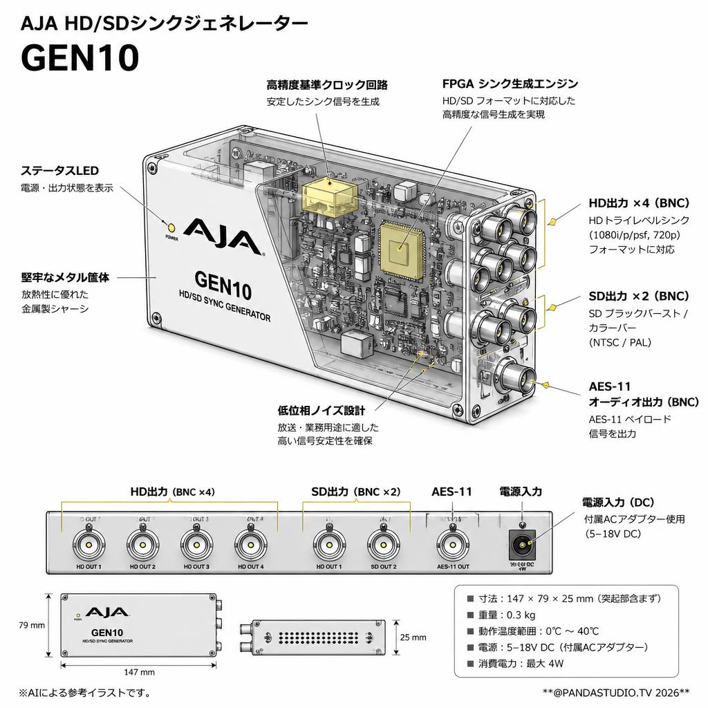 AJA HD/SDシンクジェネレーター GEN10 スペック