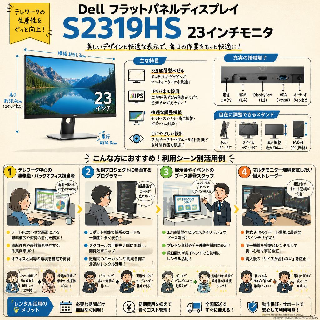 Dell フラットパネルディスプレイ S2319HS 23インチモニタ おもな対象のお客様