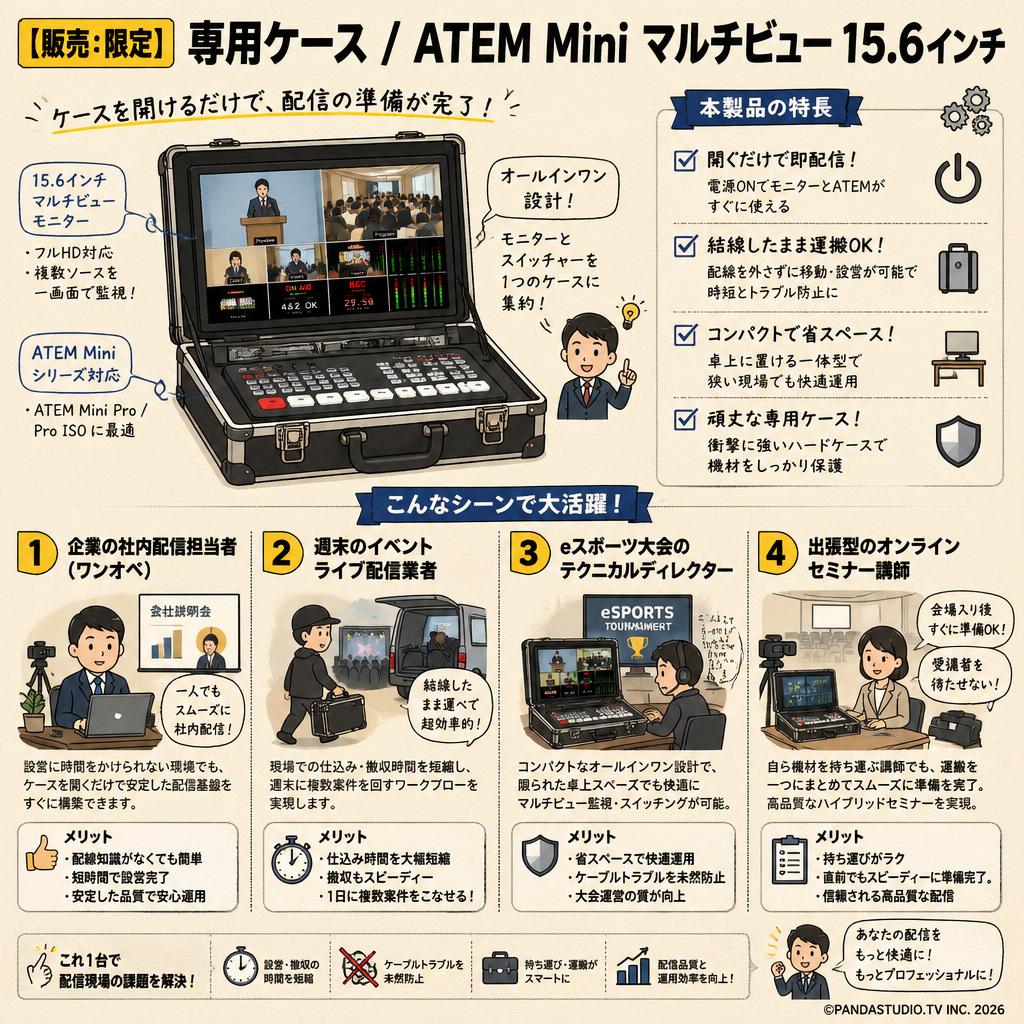 【販売：限定】専用ケース / ATEM Mini マルチビュー 15.6インチ おもな対象のお客様