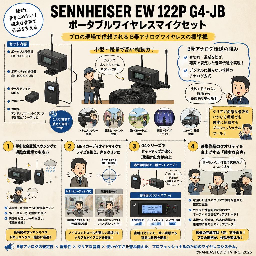 SENNHEISER EW 122P G4-JB ポータブルワイヤレスマイクセット 概要
