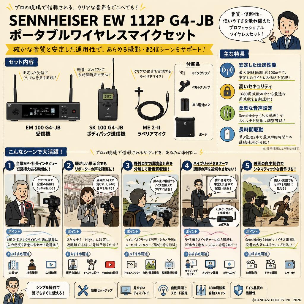 SENNHEISER EW 112P G4-JB ポータブルワイヤレスマイクセット 用途
