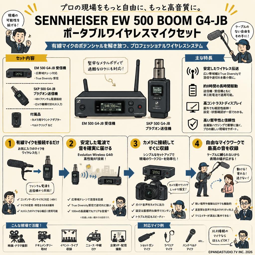 SENNHEISER EW 500 BOOM G4-JB ポータブルワイヤレスマイクセット