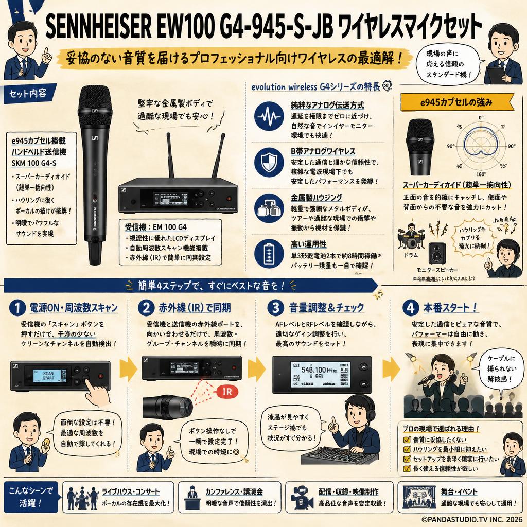 SENNHEISER EW100 G4-945-S-JB ワイヤレスマイクセット 概要