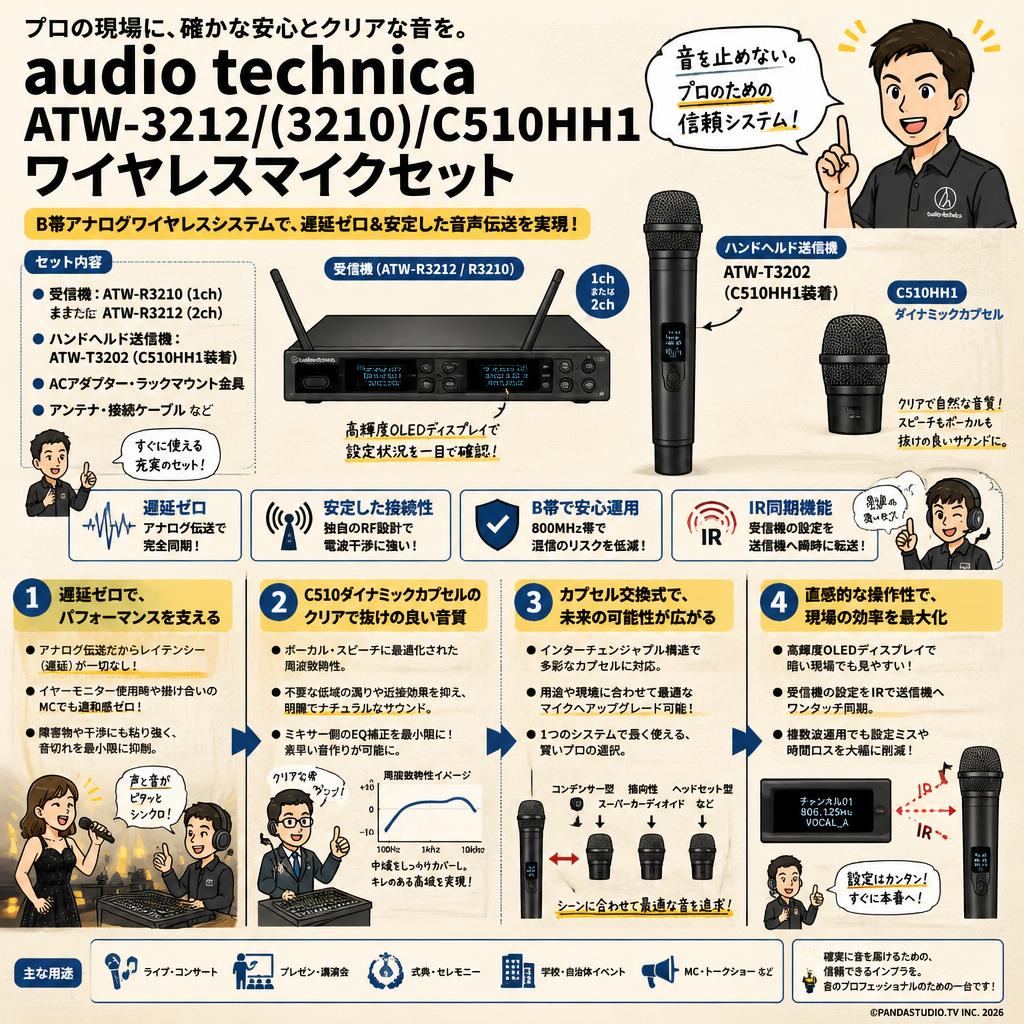 audio technica  ATW-3212/(3210)/C510HH1ワイヤレスマイクセット 概要