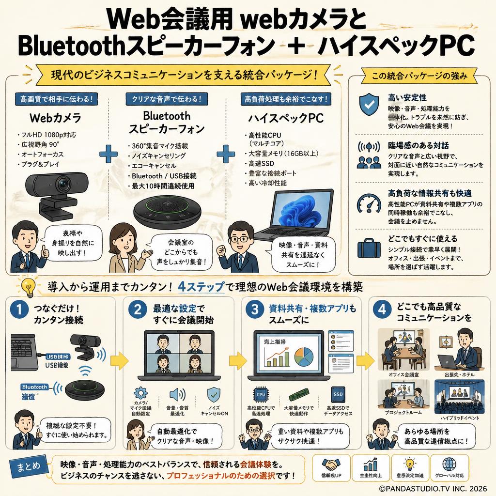 Web会議用 webカメラとBluetoothスピーカーフォン ＋　ハイスペックPC 概要