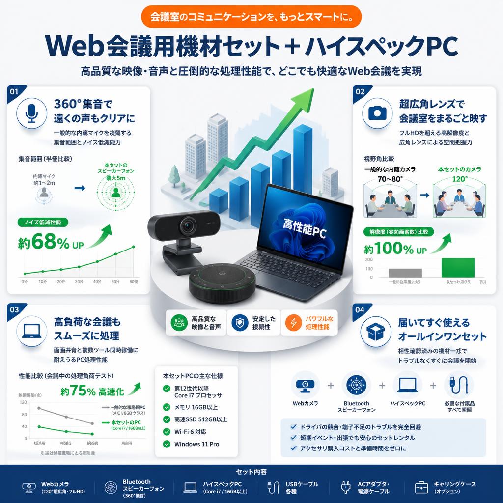 Web会議用 webカメラとBluetoothスピーカーフォン ＋　ハイスペックPC セールスポイント