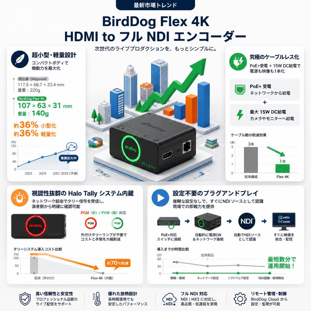 BirdDog Flex 4K HDMI to フル NDI エンコーダー セールスポイント