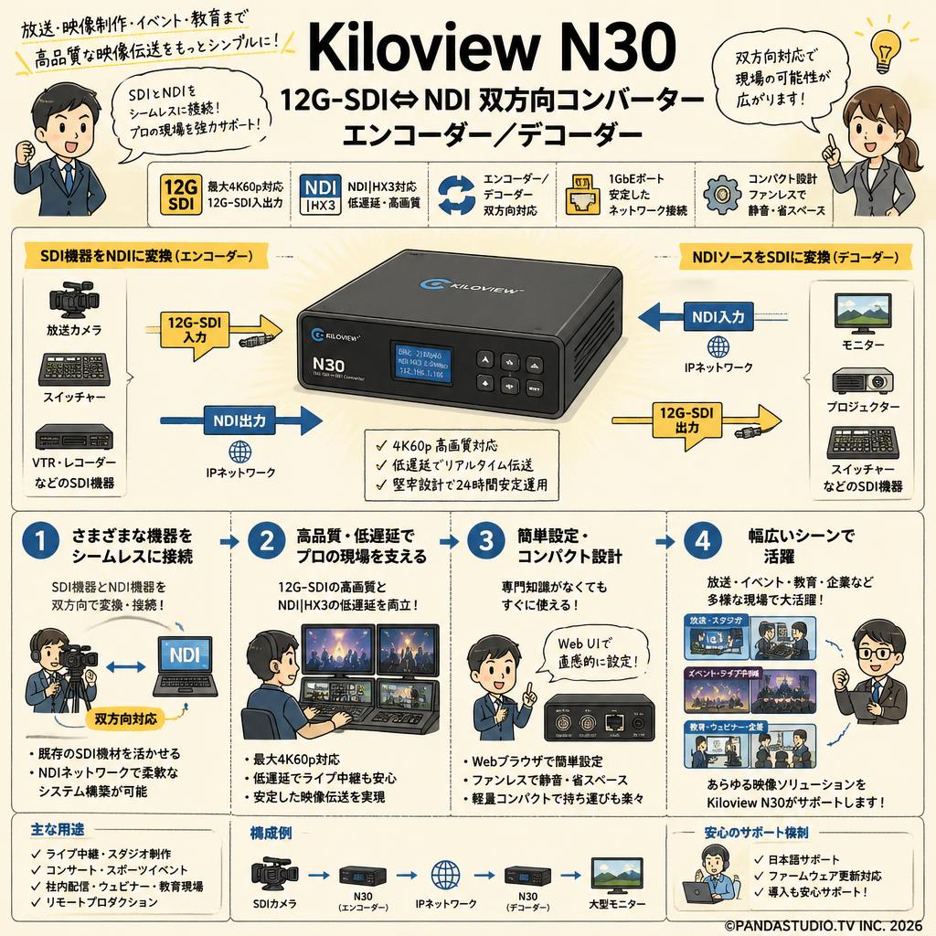 Kiloview N30  12G-SDI⇔ NDI 双方向コンバーター エンコーダー／デコーダー おもな対象のお客様