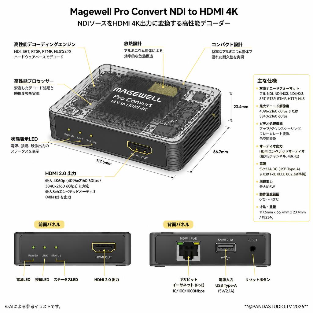 Magewell Pro Convert NDI to HDMI 4K スペック
