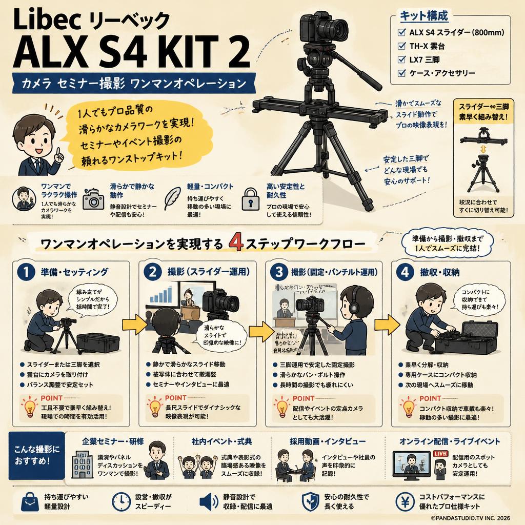 Libec リーベック ALX S4 KIT 2　カメラ セミナー撮影 ワンマンオペレーション おもな対象のお客様