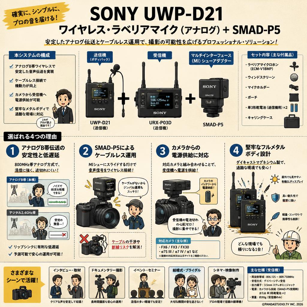 SONY UWP-D21 ワイヤレス・ラベリアマイク（アナログ） ＋ SMAD-P5 概要