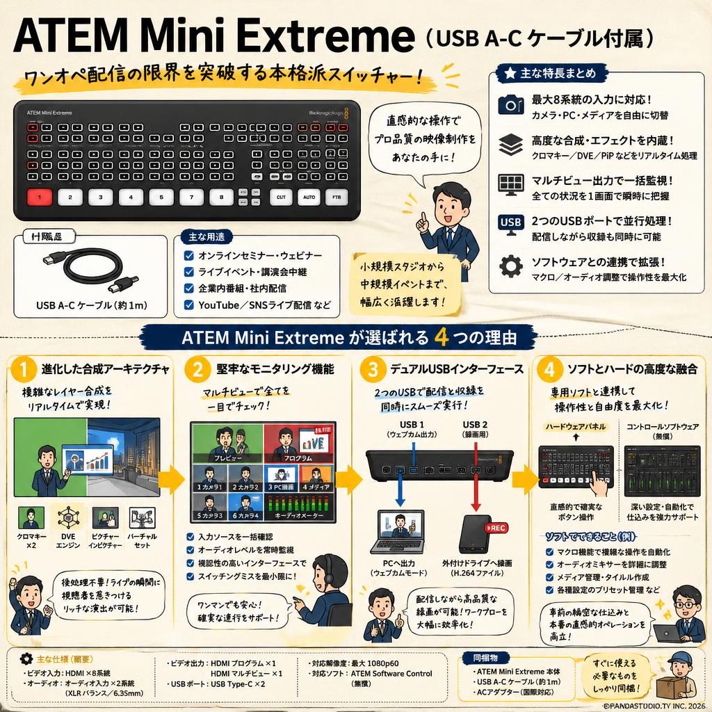 ATEM Mini Extreme（USB A-C ケーブル付属） 概要