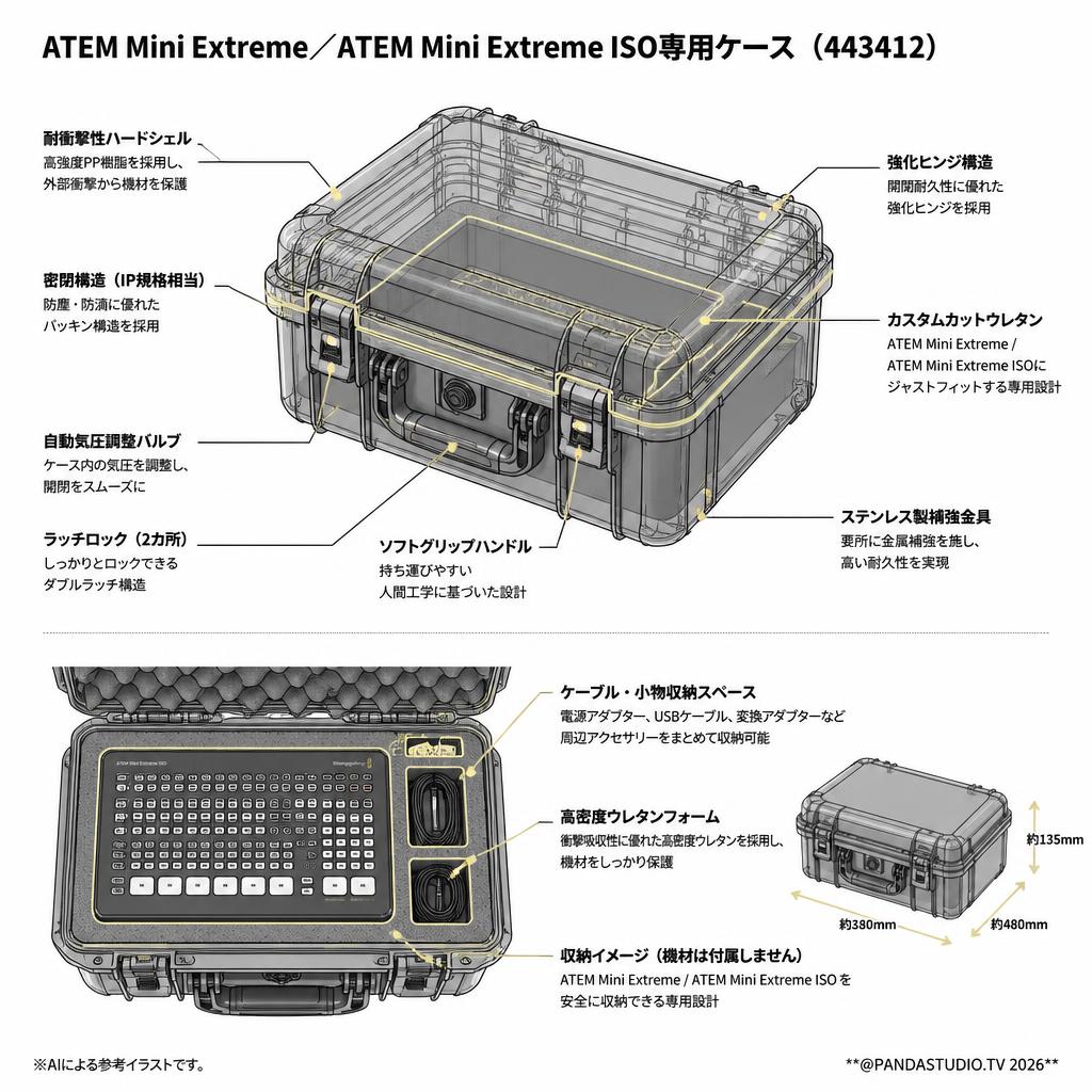 ATEM Mini Extreme／ATEM Mini Extreme ISO専用ケース（443412） スペック