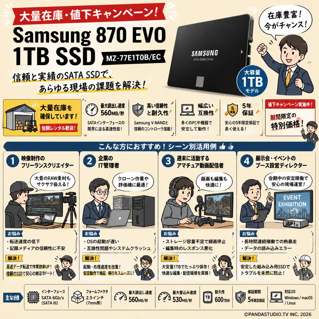 Samsung 870 EVO 1TB SSD MZ-77E1T0B/EC おもな対象のお客様