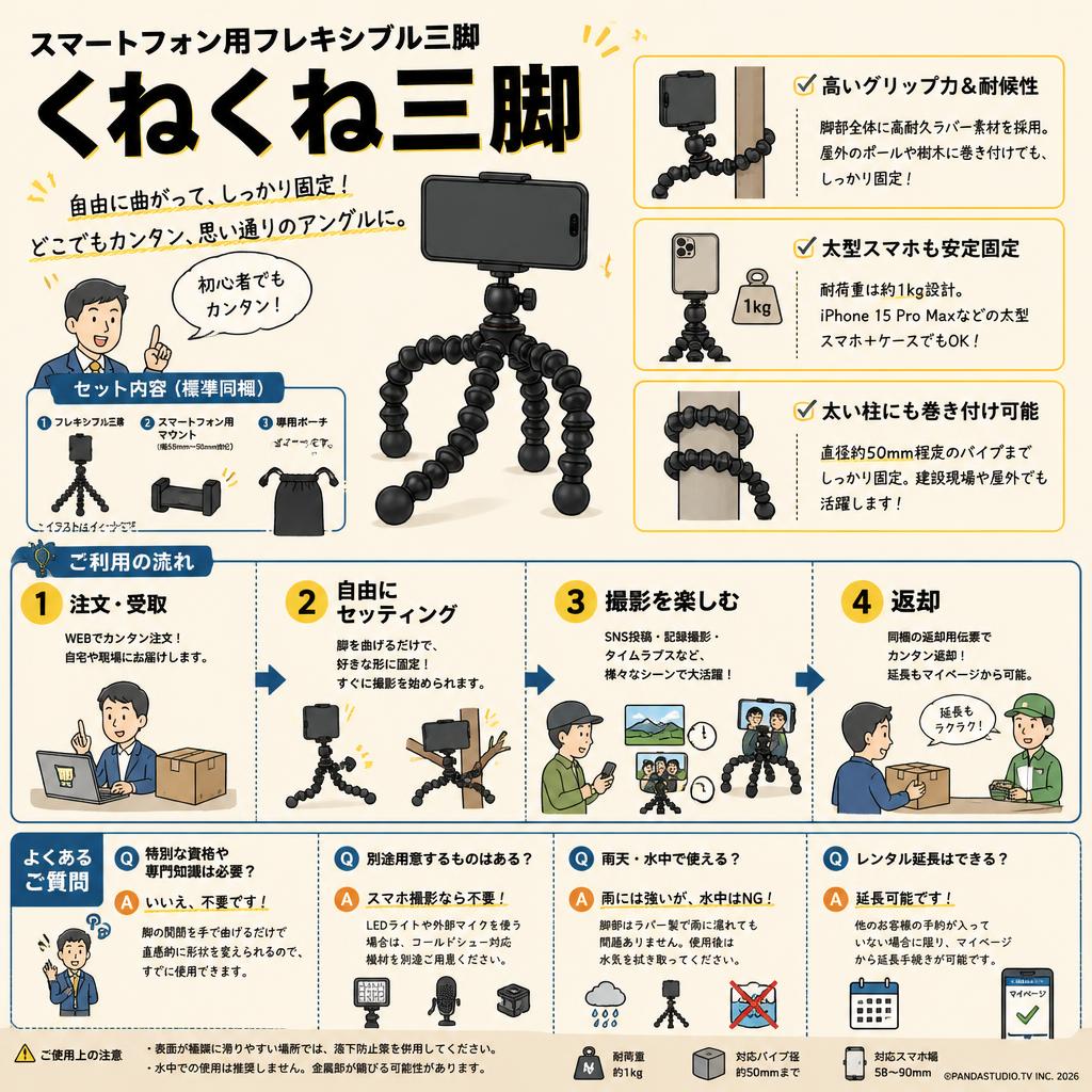 スマートフォン用フレキシブル三脚　くねくね三脚 FAQ（よくある質問と答え）