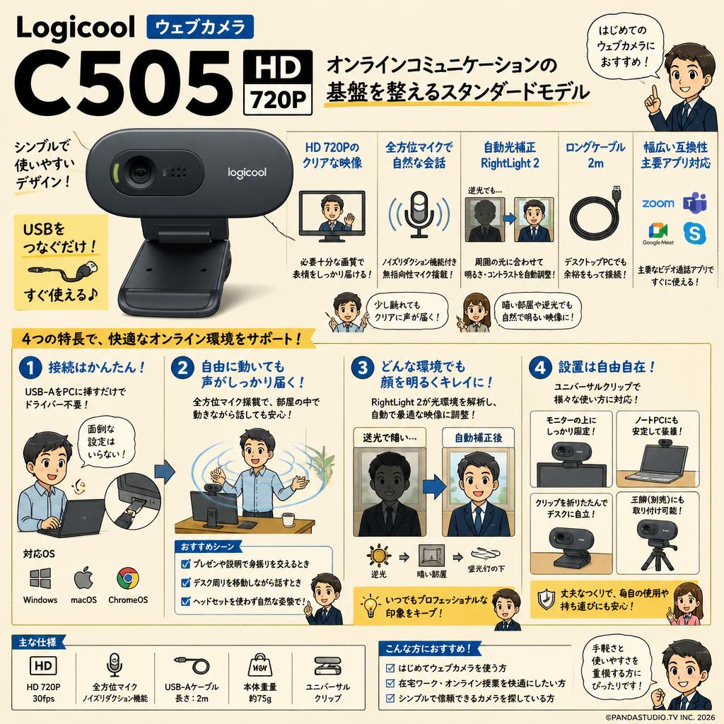 Logicool ウェブカメラ C505 HD 720P 概要