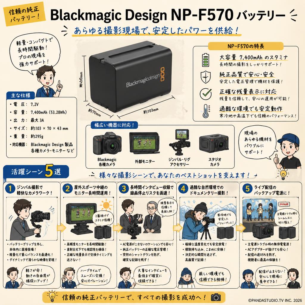 Blackmagic Design NP-F570 Battery 用途