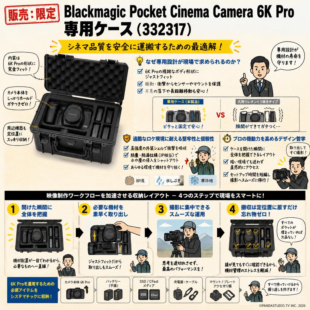 【販売：限定】Blackmagic Pocket Cinema Camera 6K Pro 専用ケース（332317） 概要