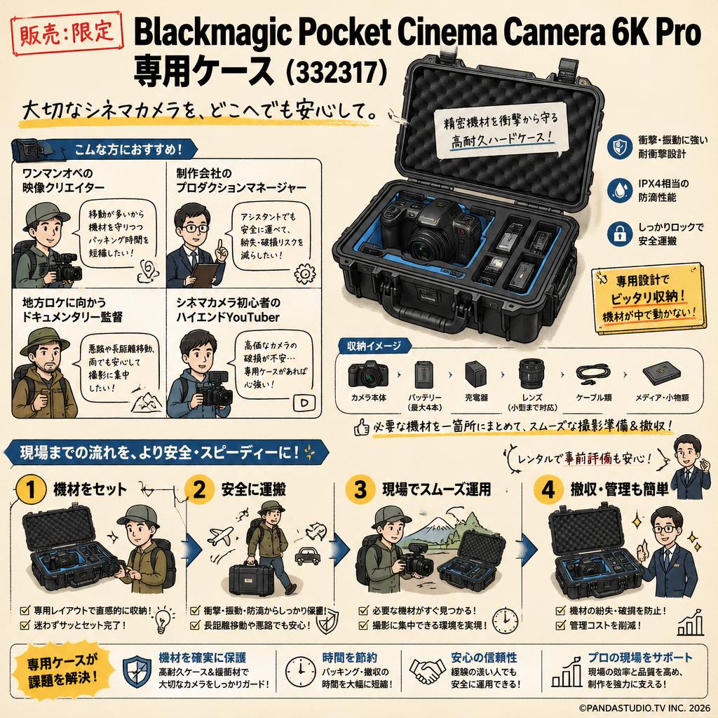 【販売：限定】Blackmagic Pocket Cinema Camera 6K Pro 専用ケース（332317） おもな対象のお客様