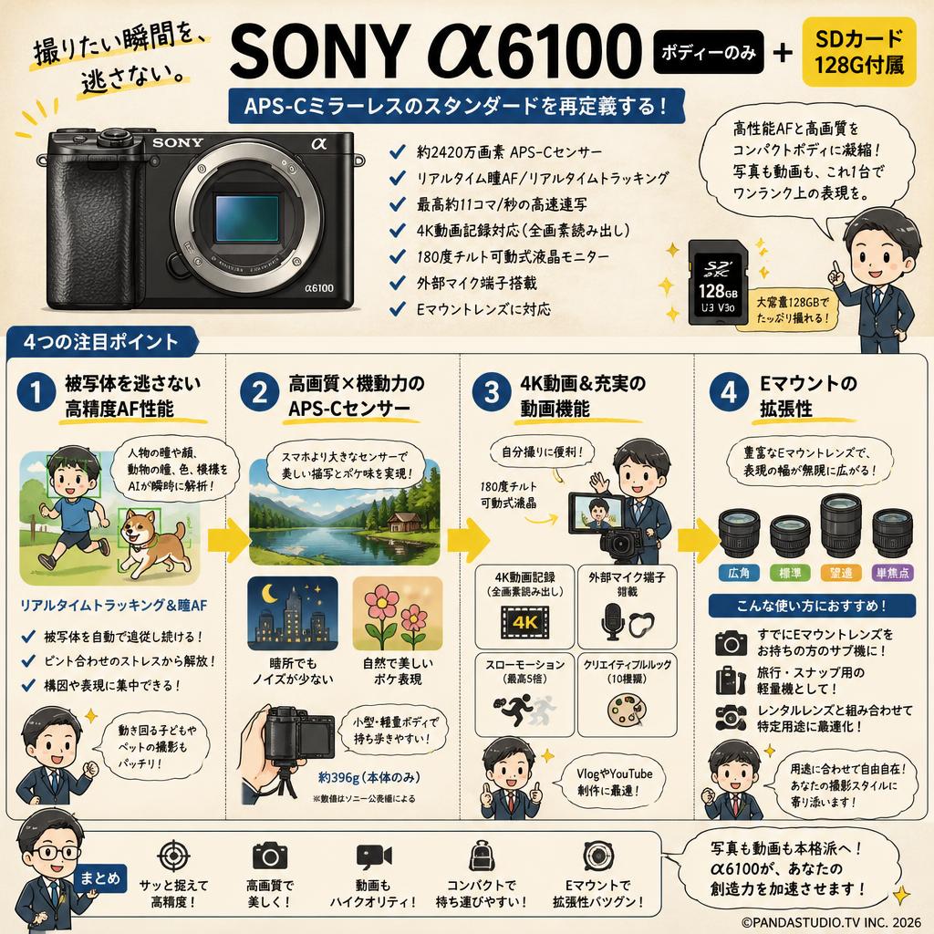 SONY α6100（ボディーのみ）SDカード 128G付属 概要