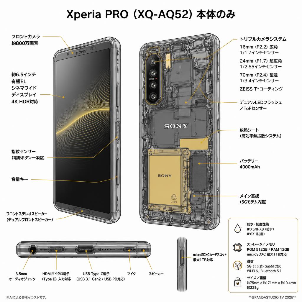 Xperia PRO（XQ-AQ52）本体のみ スペック